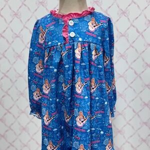 Charming Blue Kids Nightgown with Guitar Print